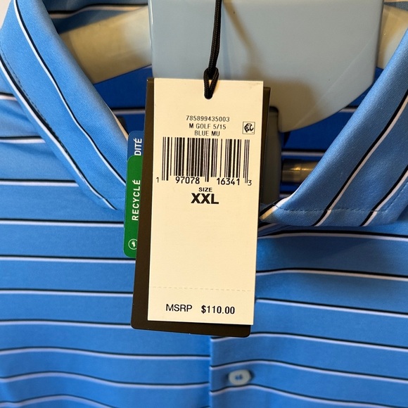 RLX Ralph Lauren Light Blue Striped Polo golf Shirt wickening - Picture 2 of 9